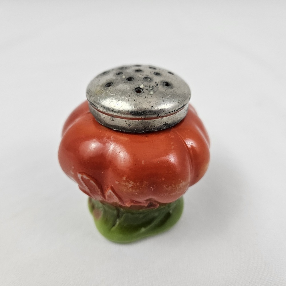 Antique Victorian Painted Milk Glass Tomato Salt Pepper Shaker EAPG